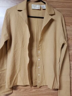 Vintage, Priscilla Cashmere Button-Front Cardigan — Camel
